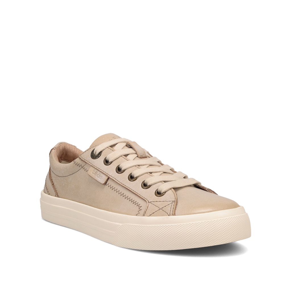 Taos Plim Soul Lux women's oyster beige lace-up low-top sneaker with cream sole