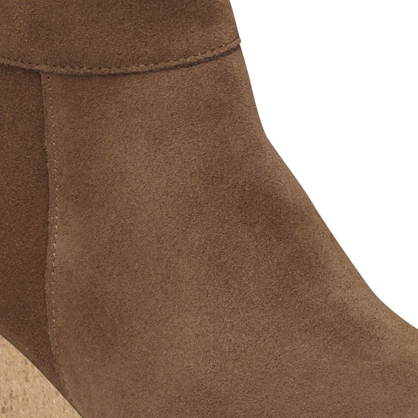 Birkenstock Papillio Ebba dark tan suede wedge boot with cork heel detail