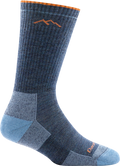 Darn Tough women's denim blue merino wool boot sock with orange accents