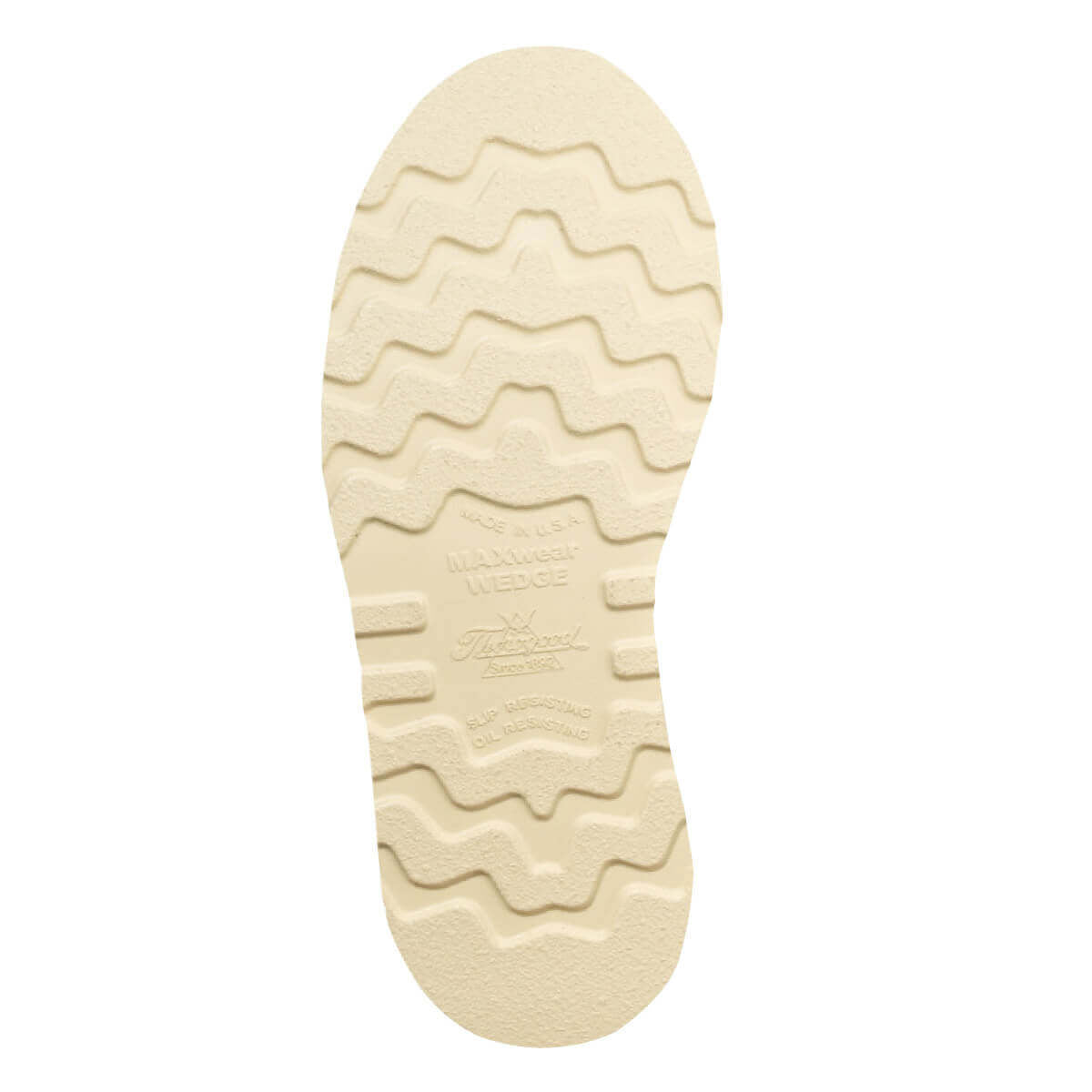 Cream MAXWear Wedge slip-resistant outsole of Thorogood steel toe work boot