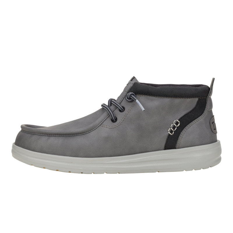 Hey Dude Men's Wally Mid GripR Classic slip-on chukka boot with bungee lacing and lightweight sole