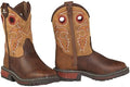 Twister Kids Flynn brown cowboy boots with tan embroidered shaft and side zipper
