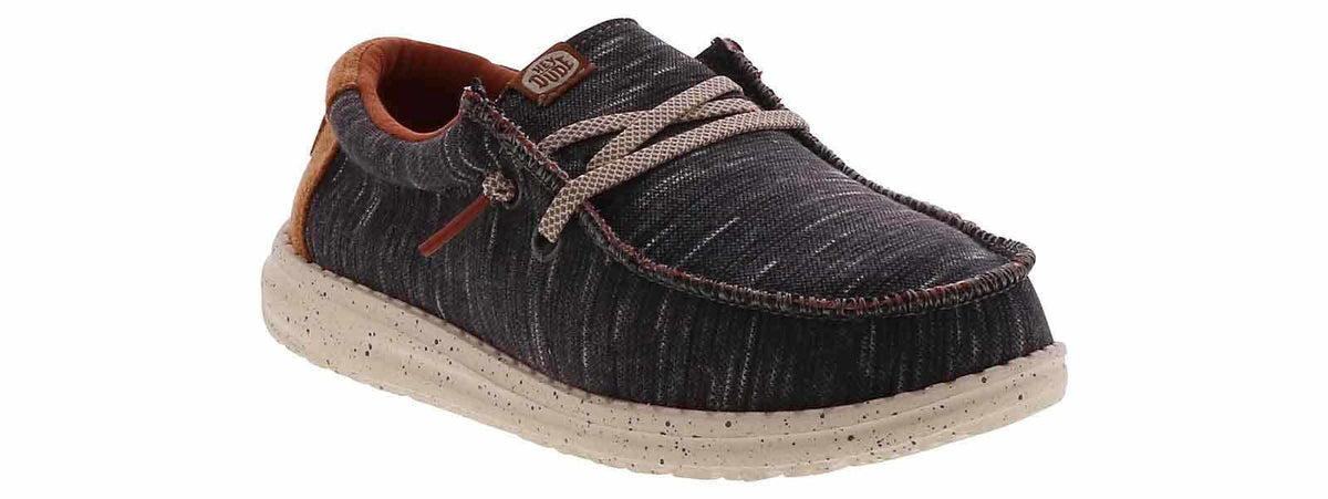 Hey Dude Boys Wally Jersey slip-on casual shoe with lace detail and speckled sole