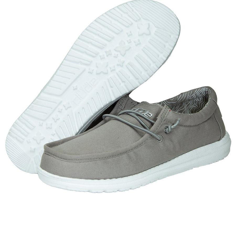 Hey Dude boys canvas slip-on shoe with elastic lace and white lightweight sole
