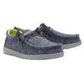 Hey Dude Boys Wally Stretch slip-on shoes with lime green laces and gray sole