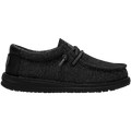 Hey Dude Boys Wally slip-on casual shoe with textured fabric upper and lace detail, lateral view