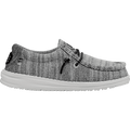 Hey Dude Boys Wally Stretch slip-on loafer with knit upper and white sole, side view