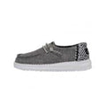 Hey Dude toddler slip-on shoe with chambray upper, geometric heel accent, and white sole