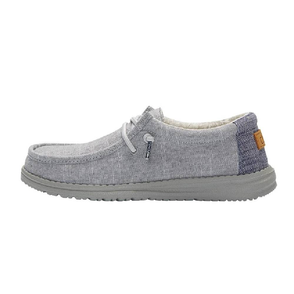 Hey Dude Boys Wally slip-on casual shoe with lace detail and textured canvas upper, lateral view