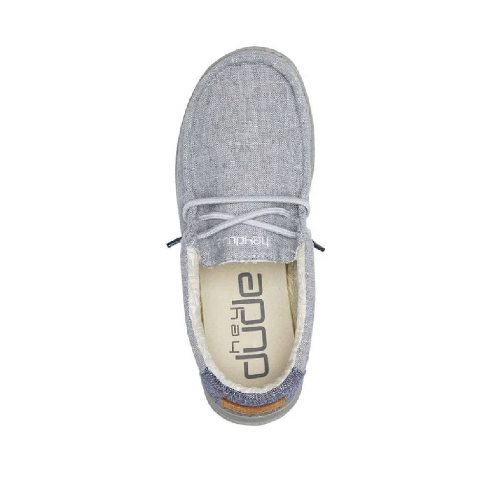 Hey Dude Boys Wally slip-on shoe shown from overhead revealing branded insole and lace detail