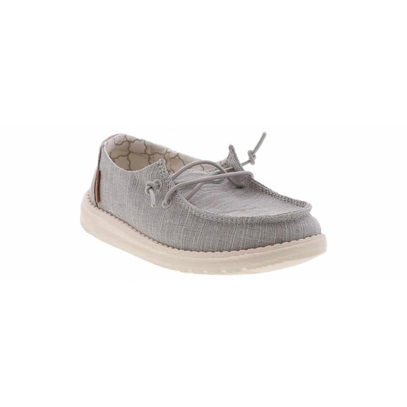 Hey Dude toddler slip-on moccasin shoe with lace detail and white sole