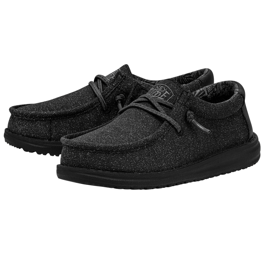 Hey Dude Boys Wally casual lace-up moccasin-style shoes with textured fabric upper