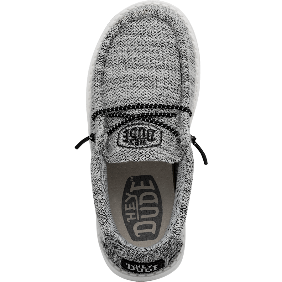 Hey Dude Boys Wally Stretch slip-on shoe with knit upper and elastic laces, top view
