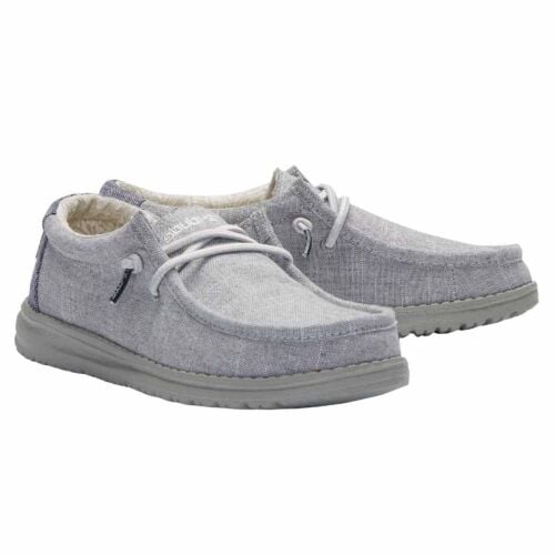 Hey Dude Boys Wally slip-on casual shoes with lace detail and sherpa lining, pair shown