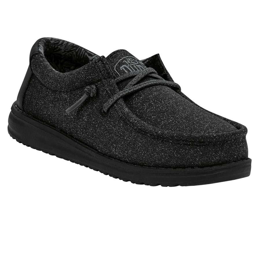 Hey Dude Boys Wally slip-on casual shoe with lace detail and textured fabric upper