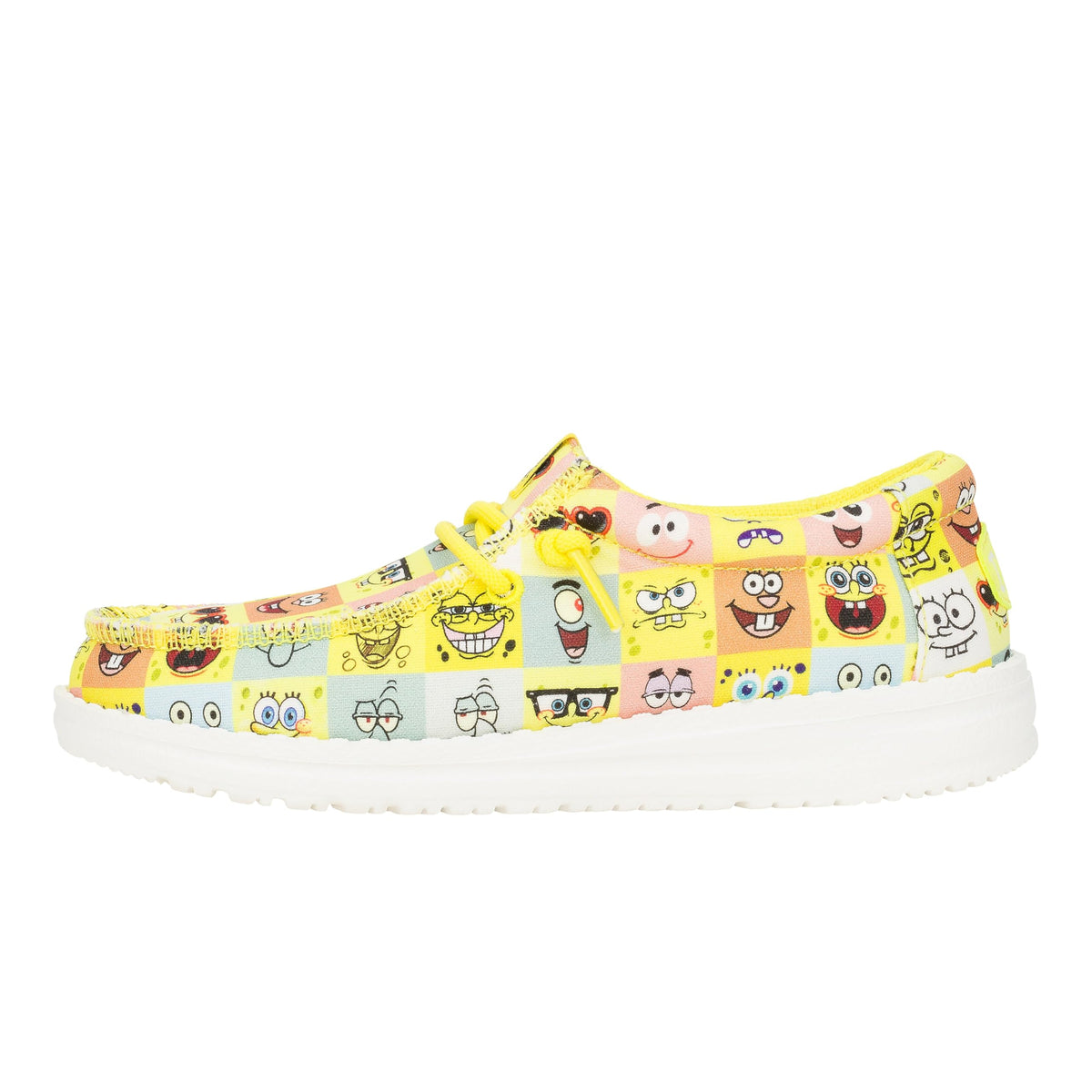 Hey Dude Boys Wally slip-on shoe with SpongeBob character face grid pattern