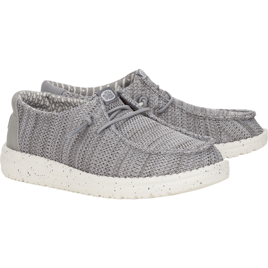 Hey Dude Boys Youth Wally Stretch Sox slip-on sneakers with knit upper and white sole