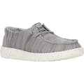 Hey Dude boys youth knit slip-on casual shoe with speckled white sole, side view