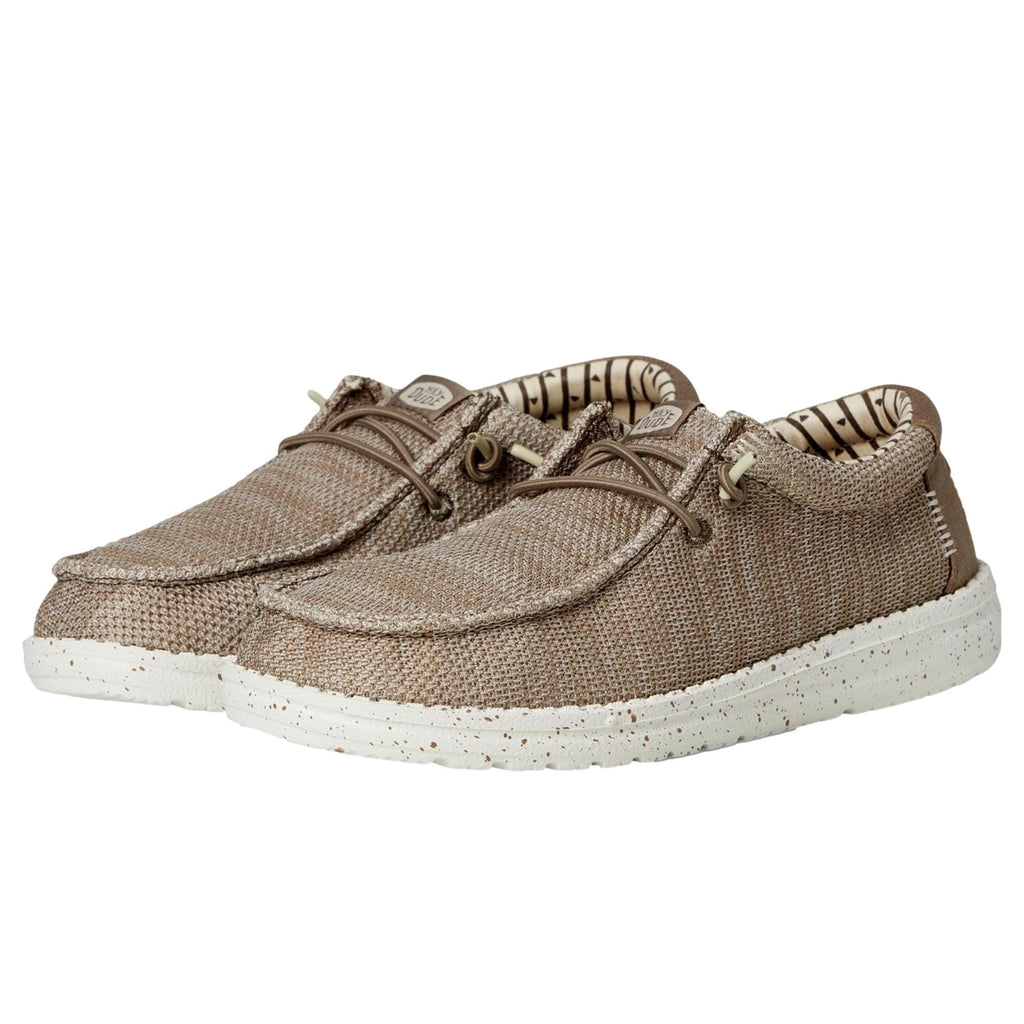 Hey Dude Boys Youth Wally Stretch Sox slip-on shoes, angled pair view on white background