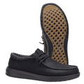 Hey Dude mens casual lace-up shoe shown alongside its outsole tread pattern