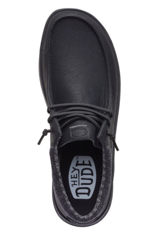 Hey Dude mens casual lace-up shoe viewed from above showing branded insole