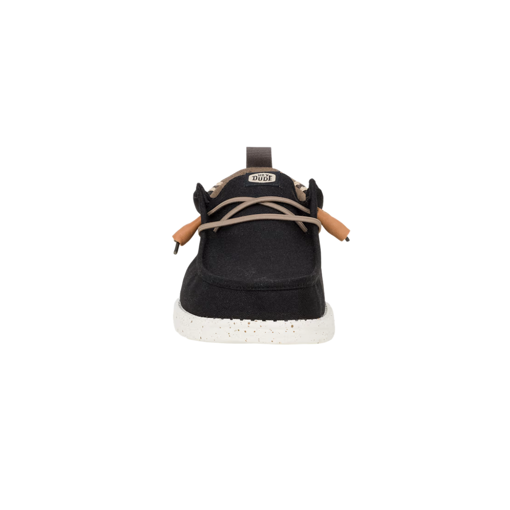 Hey Dude mens casual slip-on shoe shown from front toe view on white sole