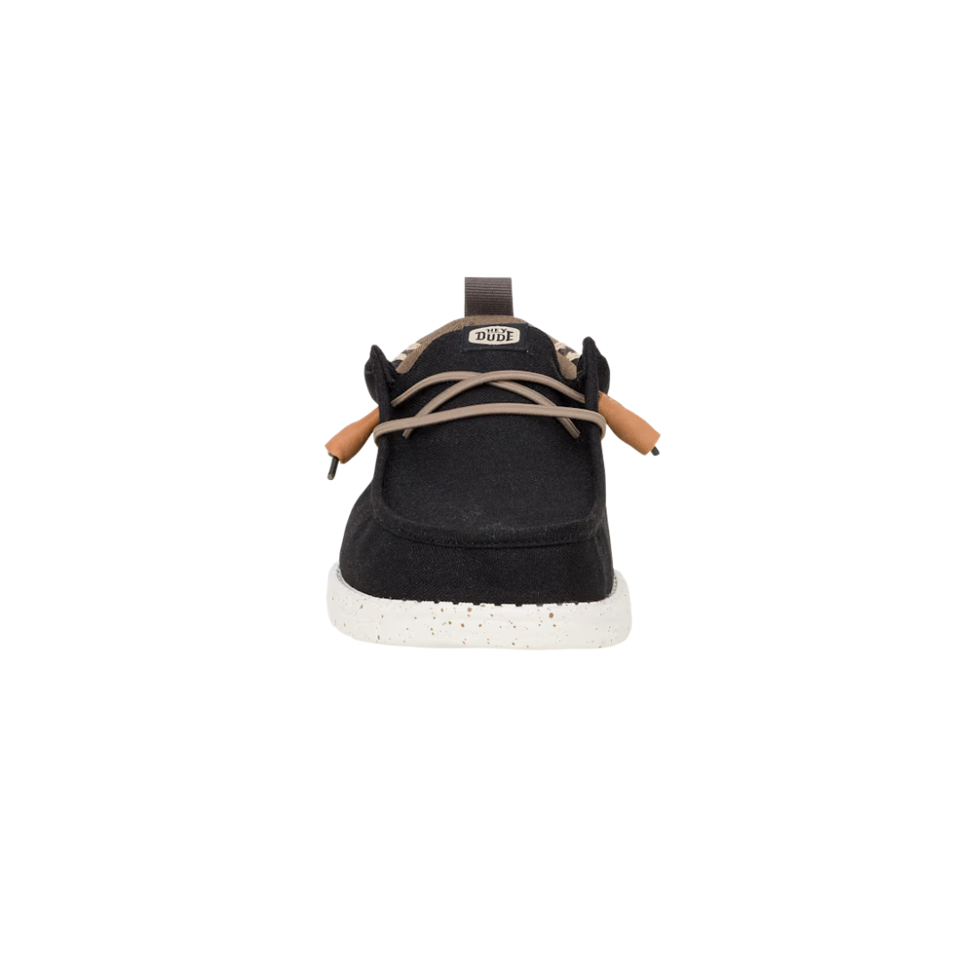 Hey Dude mens casual slip-on shoe shown from front toe view on white sole