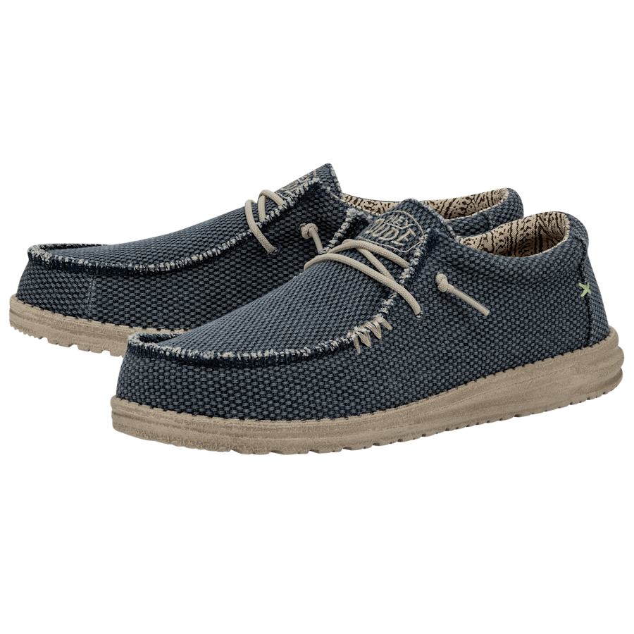 Hey Dude Wally Braided men's casual lace-up shoes with textured upper and tan sole