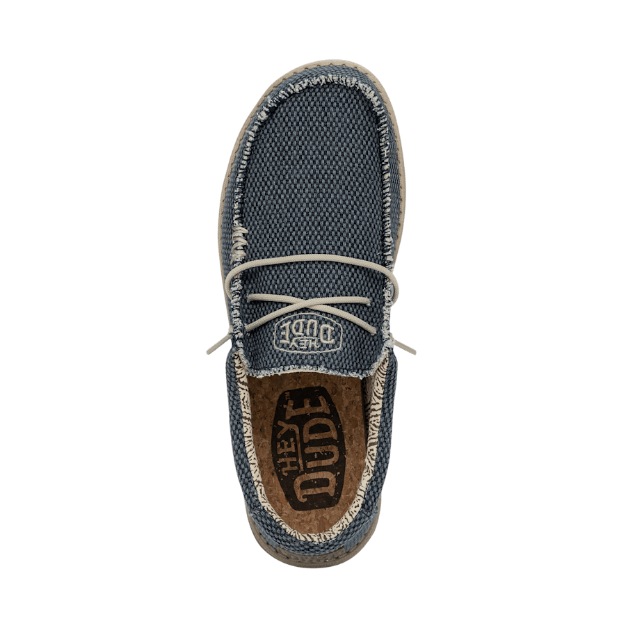 Hey Dude Wally Braided mens slip-on loafer with cork insole, top-down view