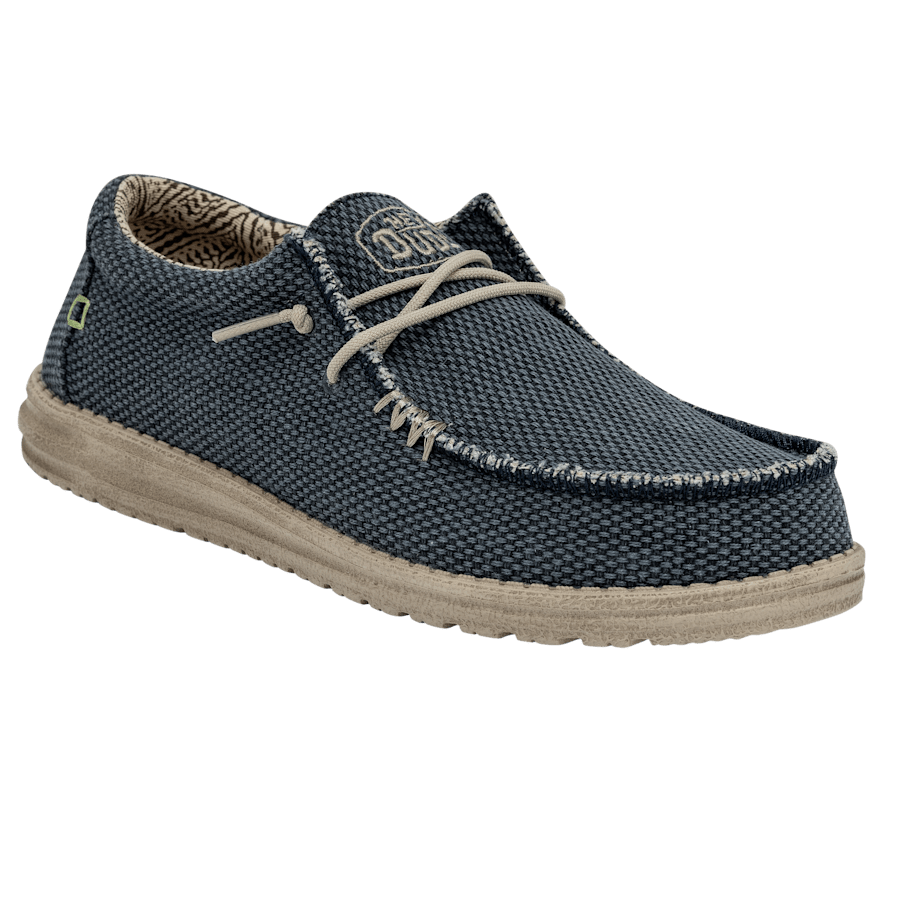 Hey Dude Wally Braided men's casual lace-up shoe with textured upper and beige sole