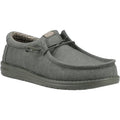 Hey Dude Wally Stretch men's casual slip-on shoe with lace detail, angled side view