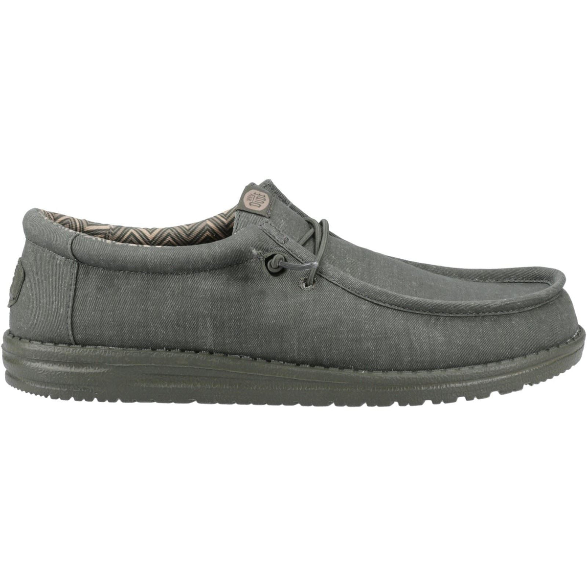 Hey Dude Wally Stretch men's casual slip-on shoe with lace detail, lateral view