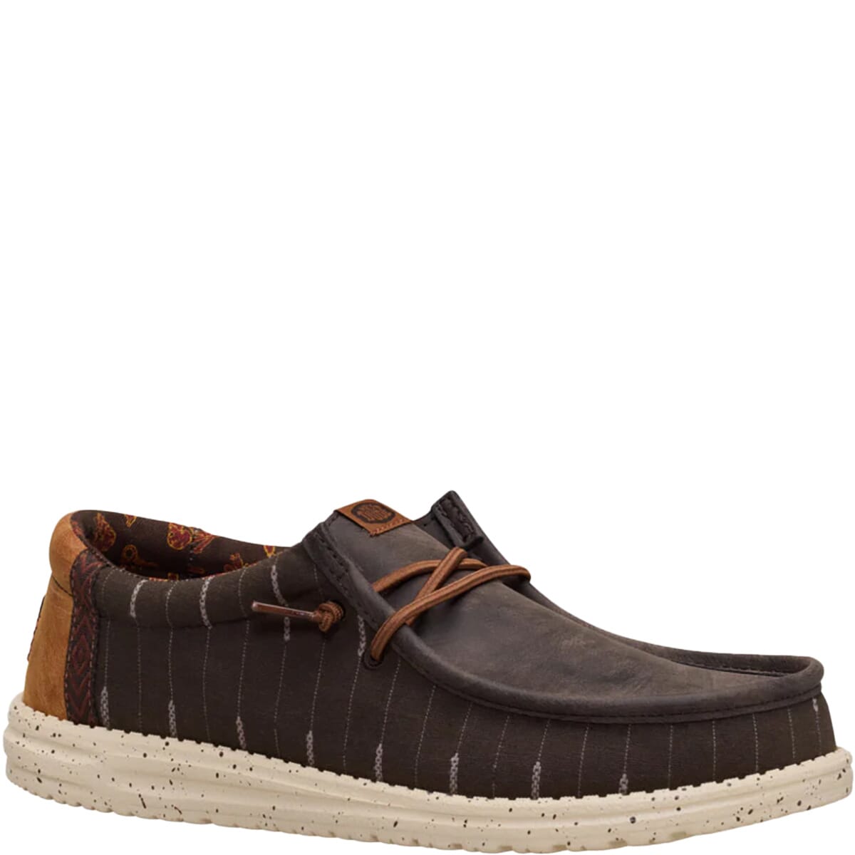 Hey Dude Wally Western men's slip-on shoe with striped fabric upper and speckled sole