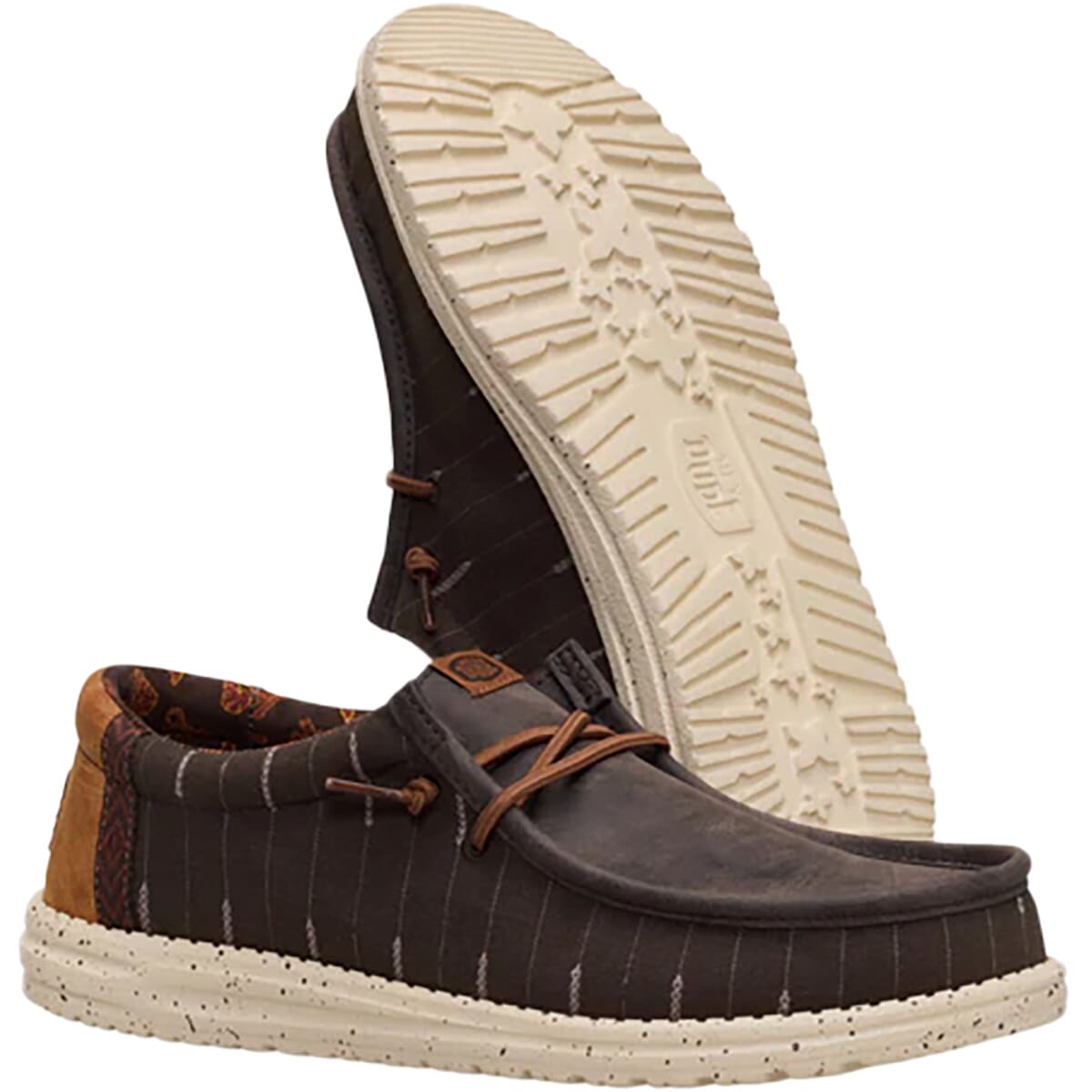 Hey Dude Wally Western slip-on shoes showing top view and outsole detail on white background