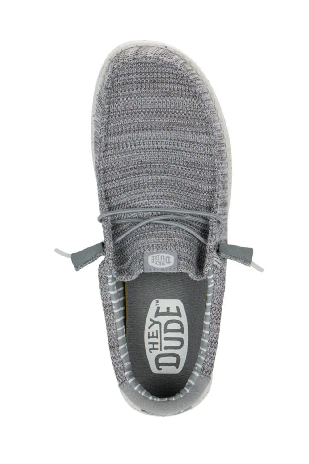 Hey Dude Wally Stretch Sox slip-on shoe viewed from above showing knit upper and insole