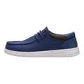 Hey Dude mens casual lace-up moc-toe sneaker with speckled white sole, side view
