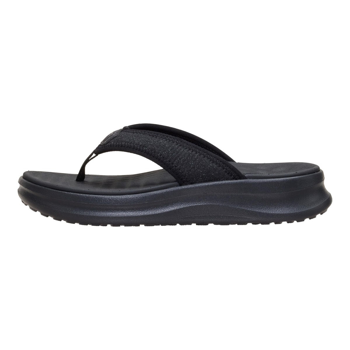 Hey Dude women's flip flop sandal with thick cushioned sole and toe post strap, lateral view