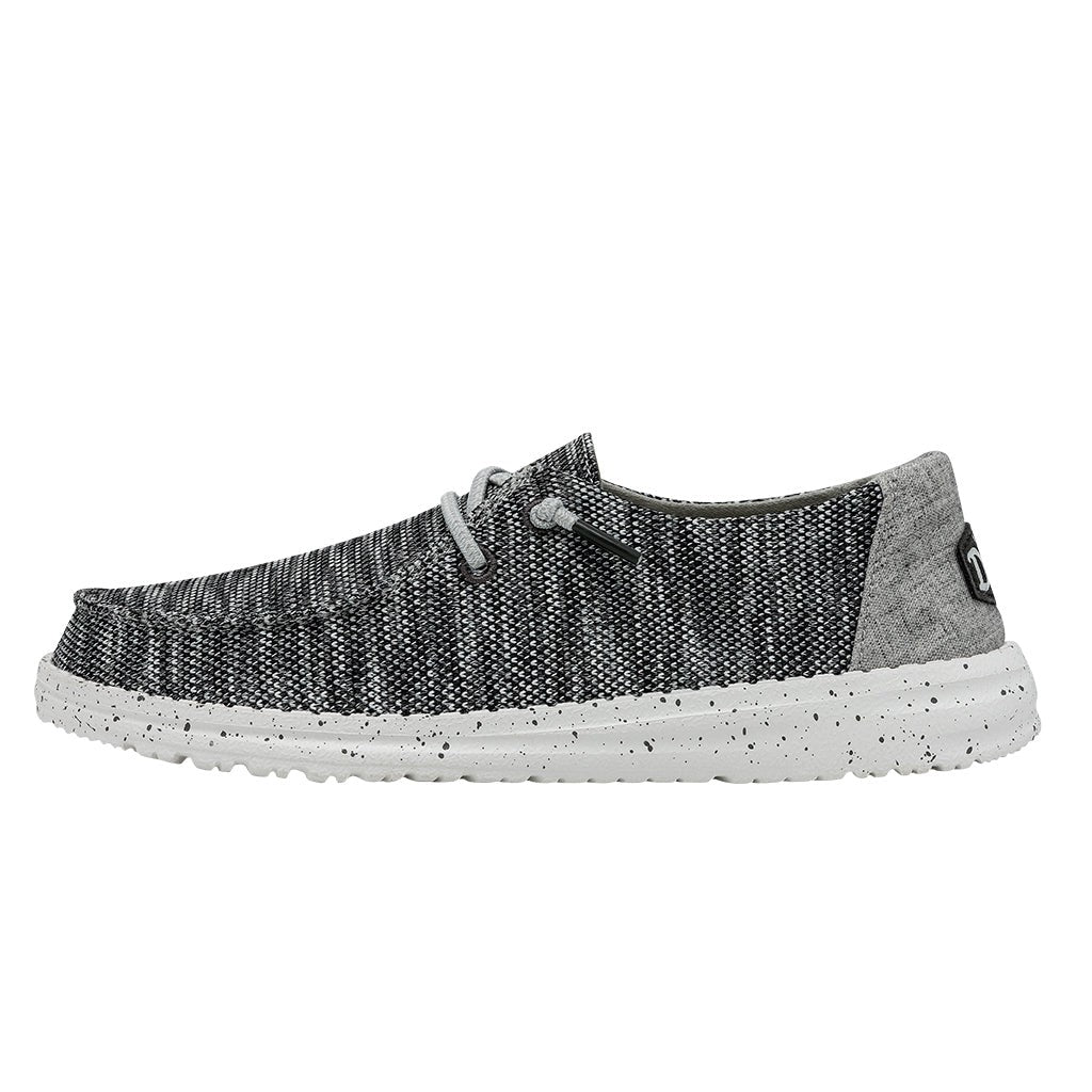 Hey Dude Wendy Sox slip-on shoe with knit upper, lace detail, and speckled white sole