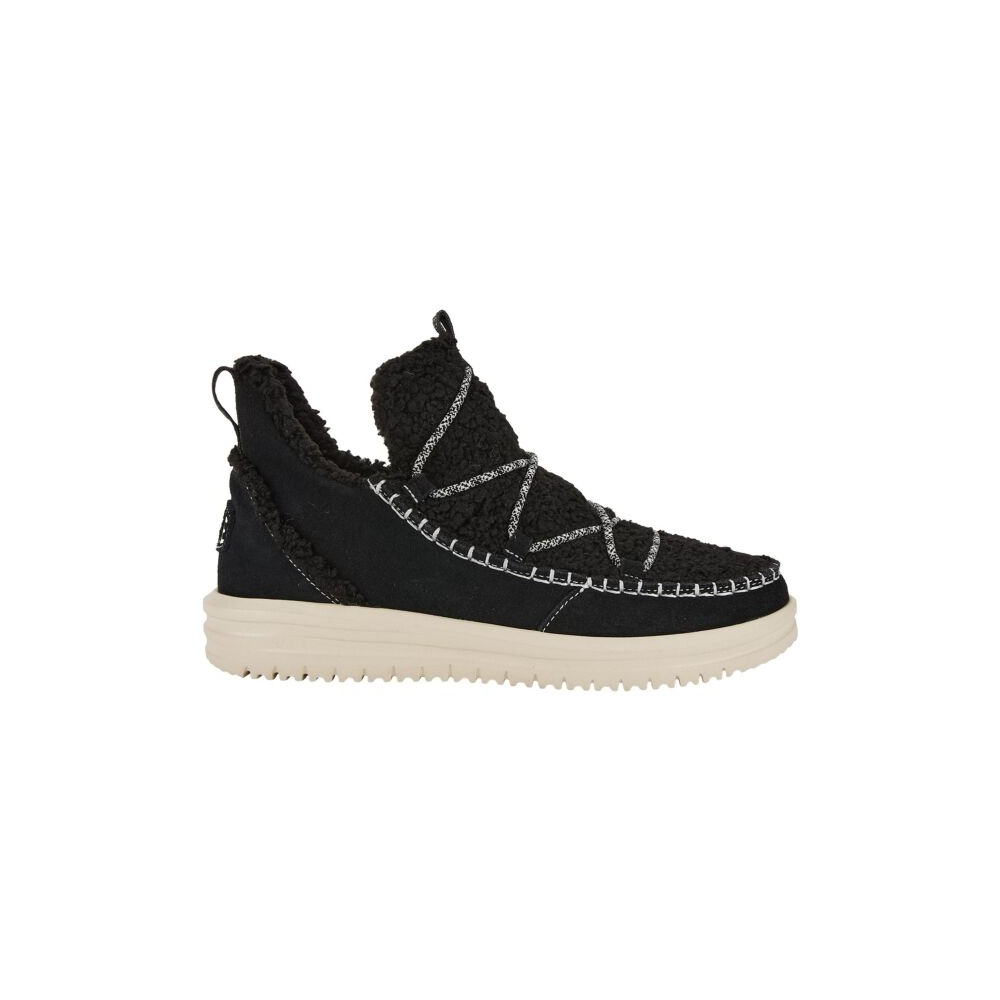 Hey Dude womens slip-on sneaker boot with sherpa upper and contrast lacing detail