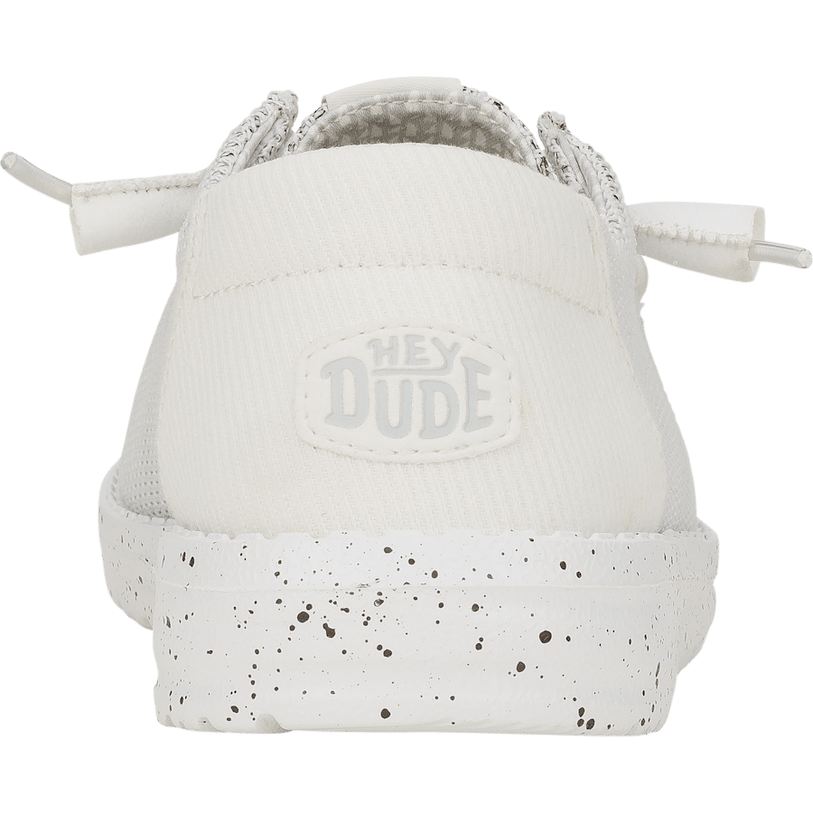Hey Dude Wendy Stretch slip-on shoe rear view showing heel logo and speckled sole