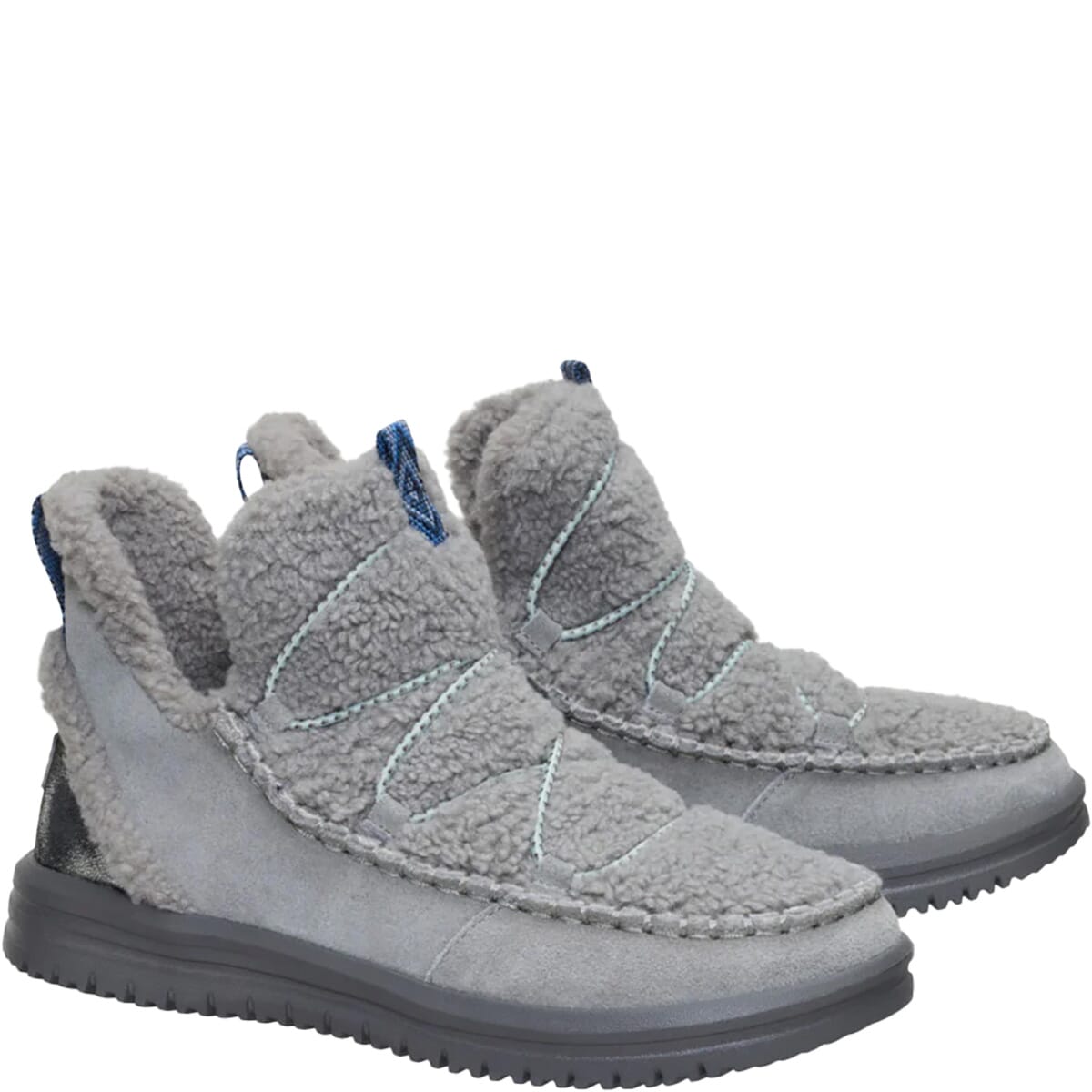 Hey Dude womens slip-on ankle boot with sherpa fleece upper and suede base, pair view