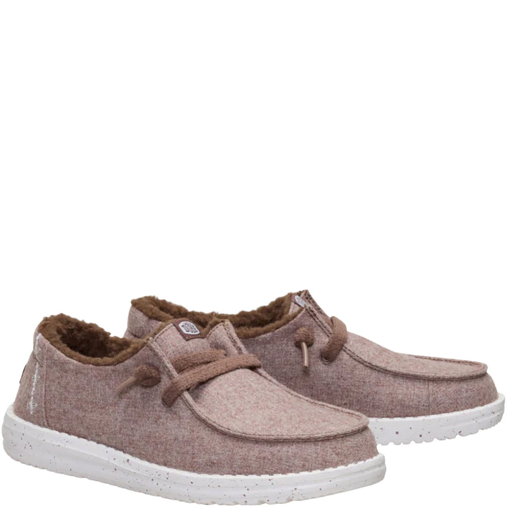 Hey Dude Wendy Wool Cozy slip-on shoes with sherpa lining and white speckled sole