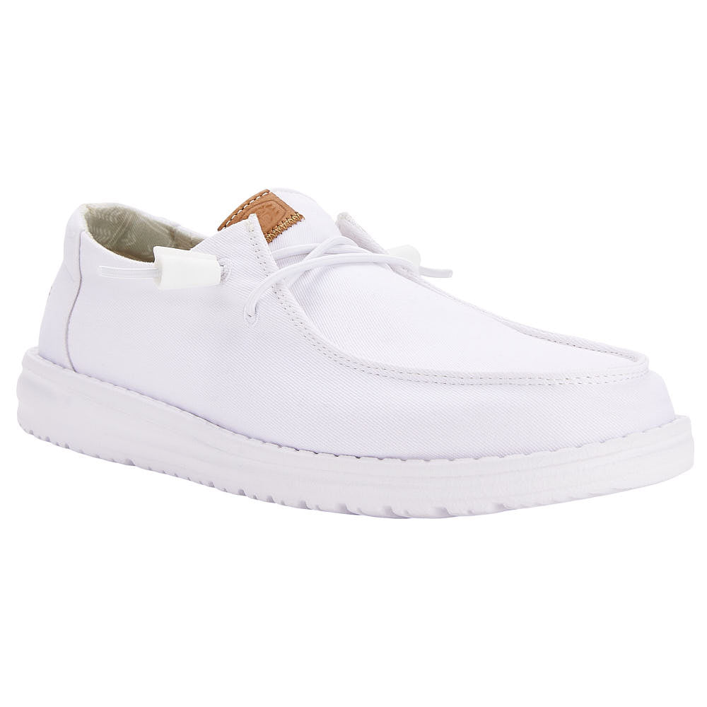 Hey Dude Wendy Stretch slip-on canvas shoe with tan pull tab and white laces