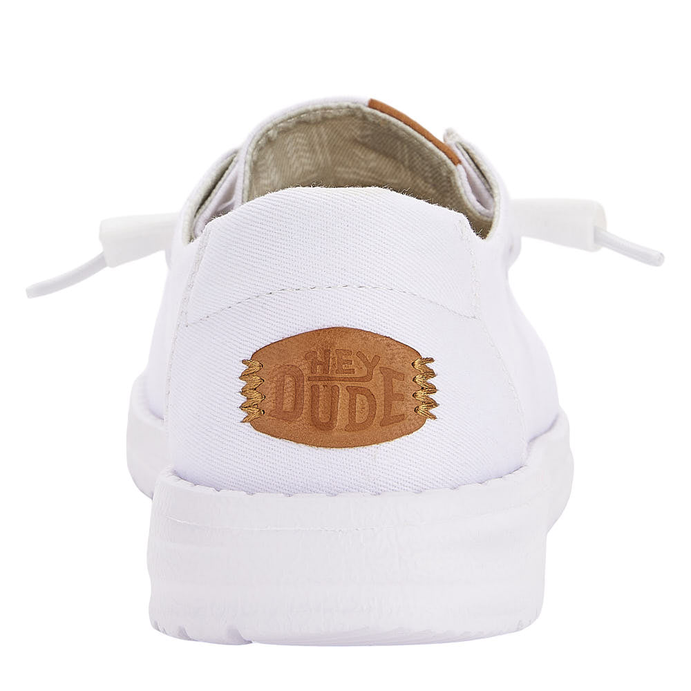 Hey Dude Wendy Stretch casual slip-on shoe showing heel and brand logo patch