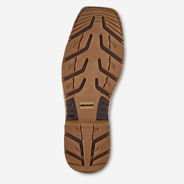Bottom sole view of Irish Setter mens waterproof work boot showing tread pattern