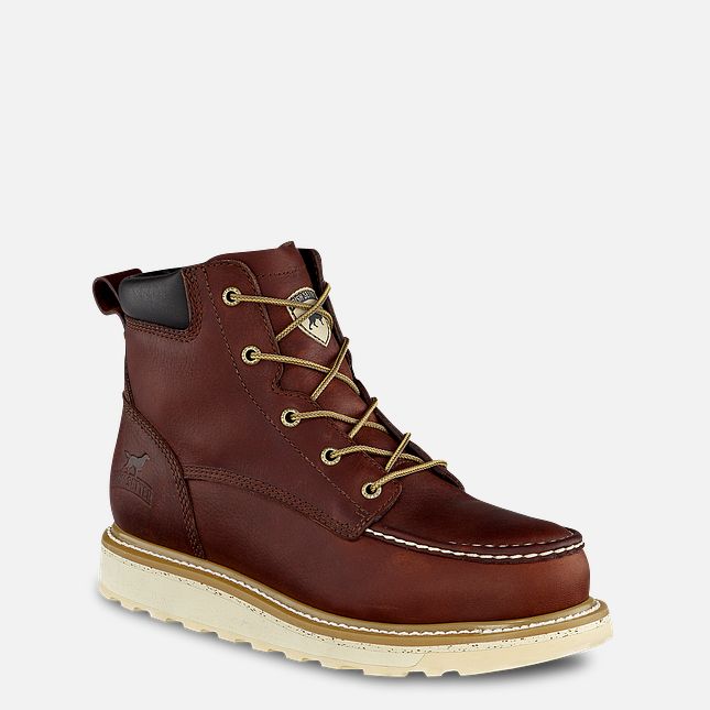 Irish Setter mens 6-inch lace-up work boot with moc toe and white wedge sole