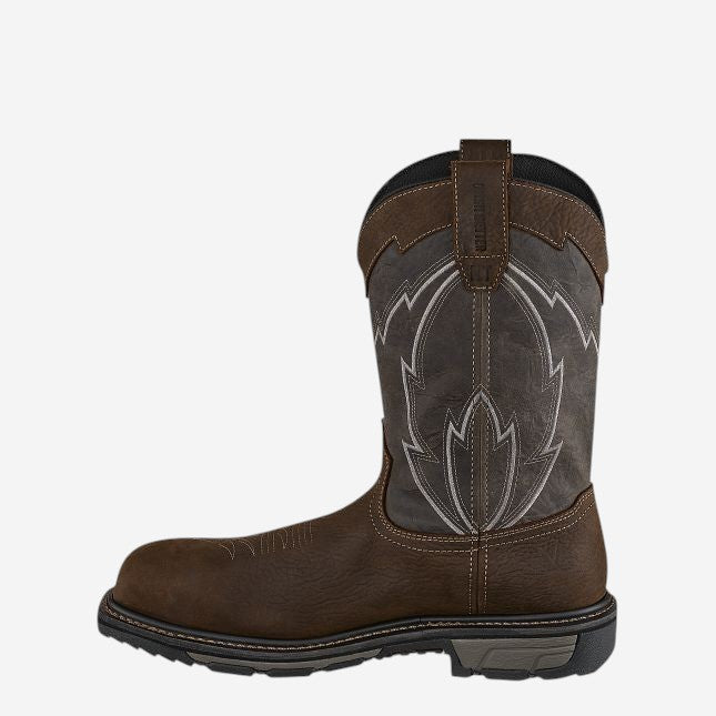 Irish Setter mens western work boot with decorative stitching and safety toe construction