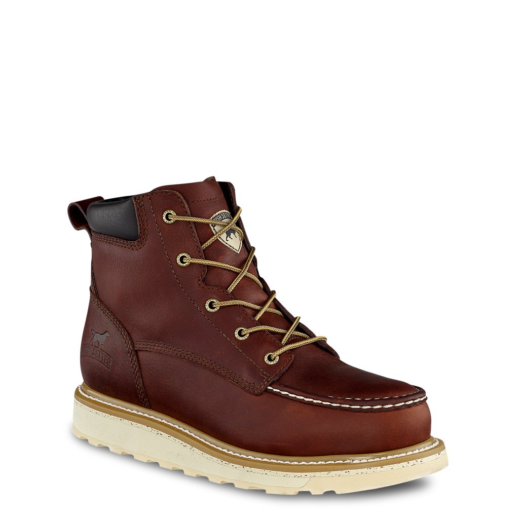 Irish Setter mens 6-inch lace-up work boot with moc toe and wedge sole