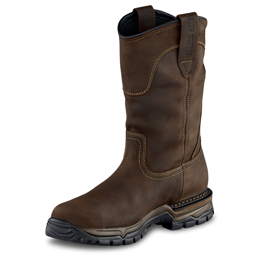 Irish Setter mens pull-on work boot with steel toe and rugged lug sole
