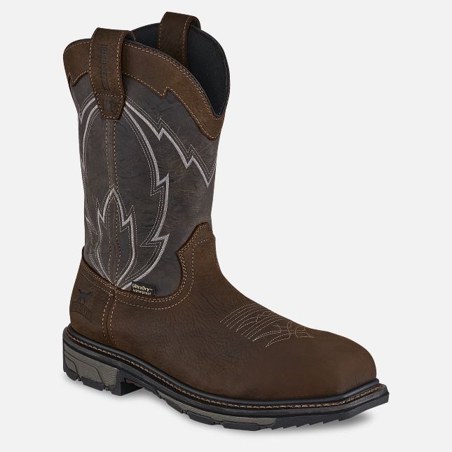 Irish Setter mens western-style safety toe work boot with decorative stitching and lug sole